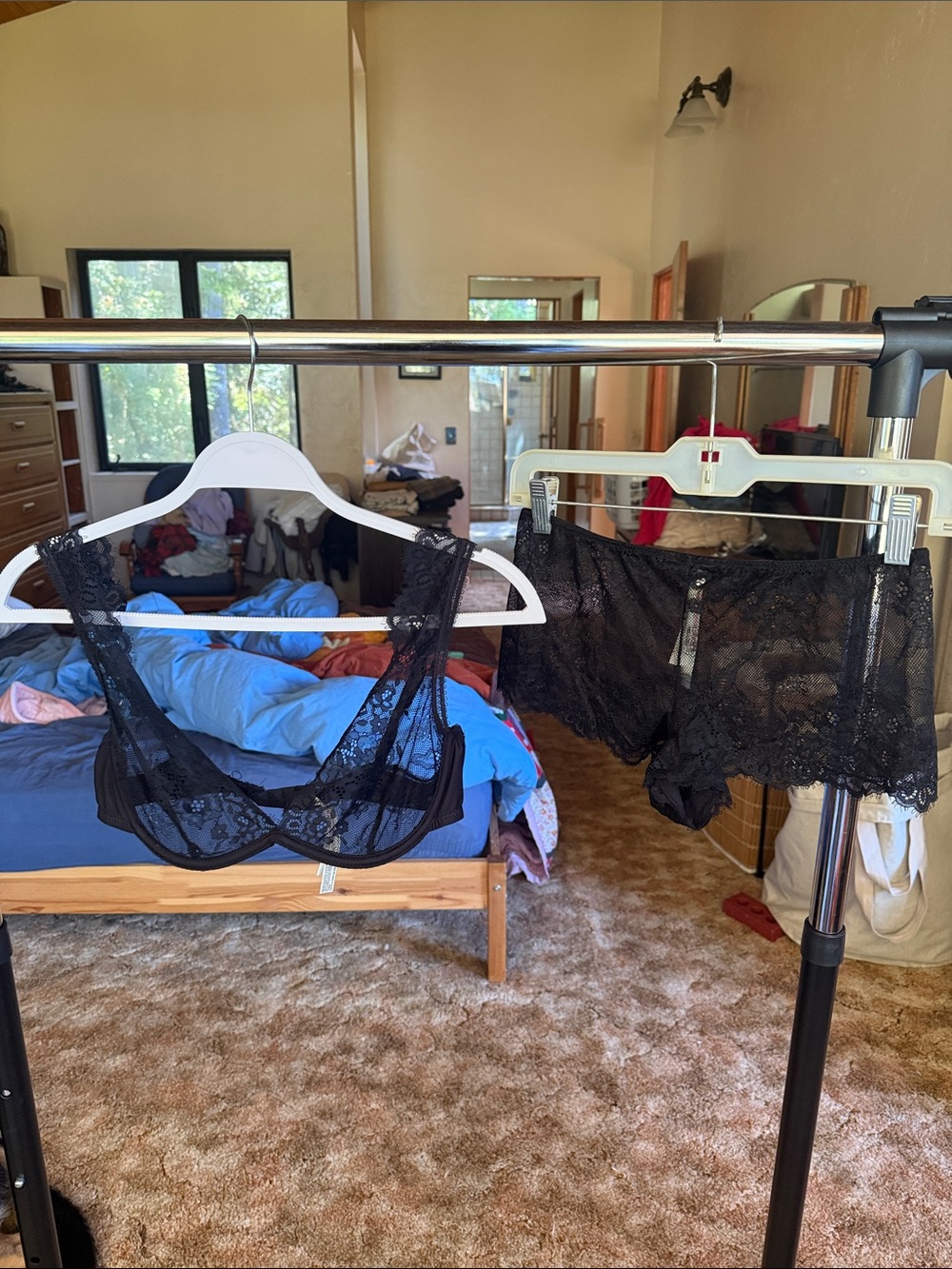 Anthropologie black lace lingerie set